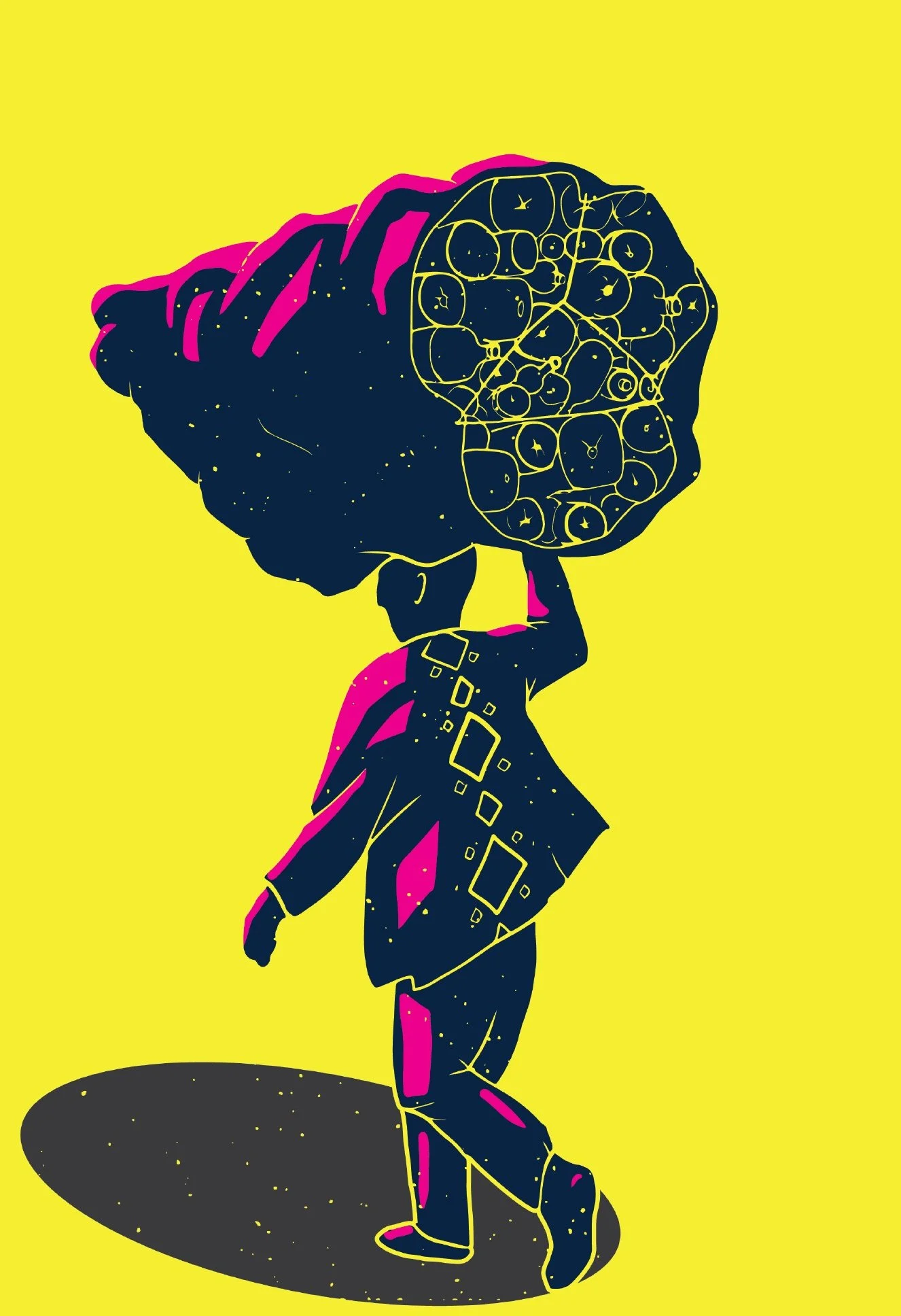 Original illustration from the plan: a figure carrying a woven bundle on their head.