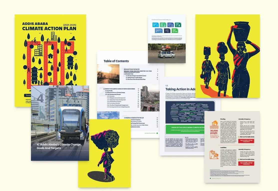 The publication system: cover, contents, interior pages and illustration pages.