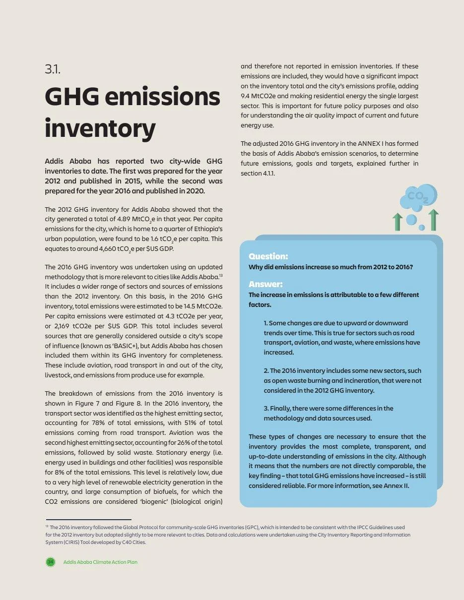 Plan page: 3.1 GHG emissions inventory.