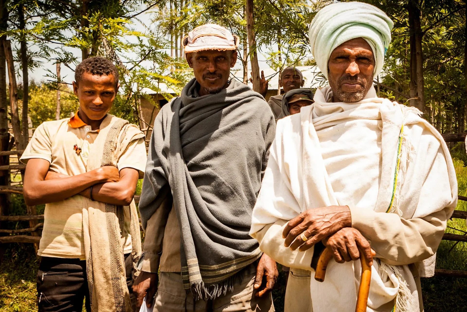 Community group representatives standing together among trees in Bahir Dar, Ethiopia.